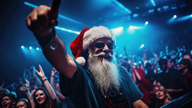 DJ Santa Claus in nightclub at Christmas and New Year party or Corporate events
