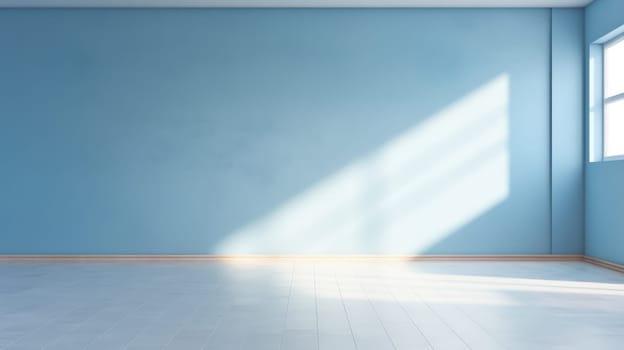 Empty room with a window, sun rays. Generative AI