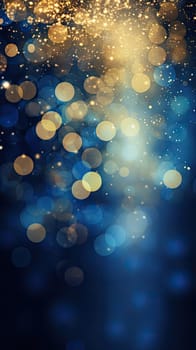 Abstract blue and gold christmas bokeh background