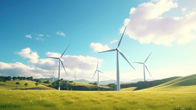 Wind turbines in the field, generative AI