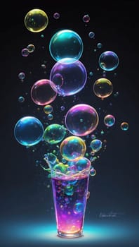 Colored air bubbles. AI generated