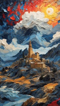 Bright oil painting. AI generated
