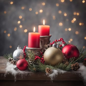 Home is decorated with Christmas ornaments, and gift boxes, as well as a light decoration with candles.