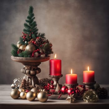 Home is decorated with Christmas ornaments, and gift boxes, as well as a light decoration with candles.