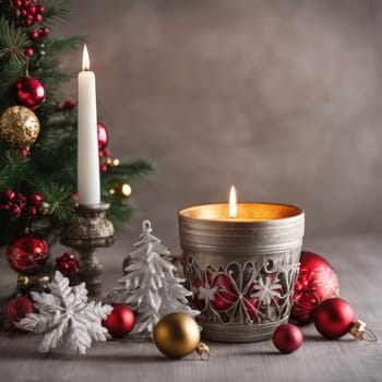 Home is decorated with Christmas ornaments, and gift boxes, as well as a light decoration with candles.