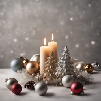 Home is decorated with Christmas ornaments, and gift boxes, as well as a light decoration with candles.