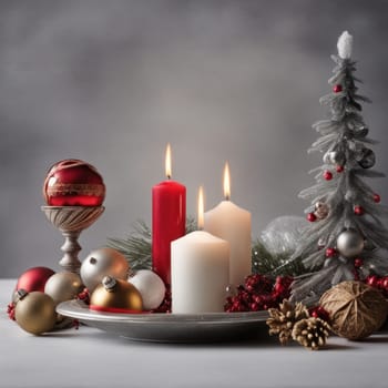 Home is decorated with Christmas ornaments, and gift boxes, as well as a light decoration with candles.