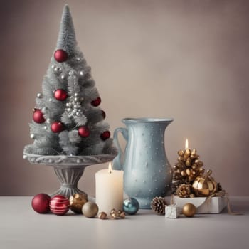 Home is decorated with Christmas ornaments, and gift boxes, as well as a light decoration with candles.