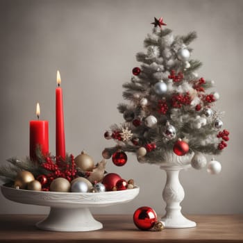 Home is decorated with Christmas ornaments, and gift boxes, as well as a light decoration with candles.