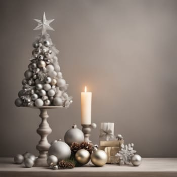 Home is decorated with Christmas ornaments, and gift boxes, as well as a light decoration with candles.