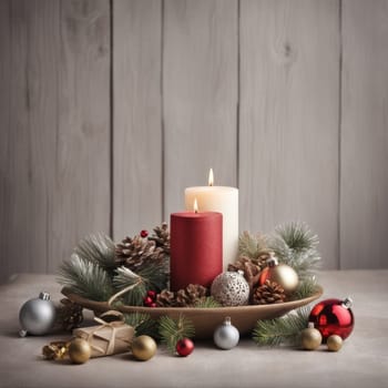 Home is decorated with Christmas ornaments, and gift boxes, as well as a light decoration with candles.