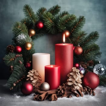 Home is decorated with Christmas ornaments, and gift boxes, as well as a light decoration with candles.