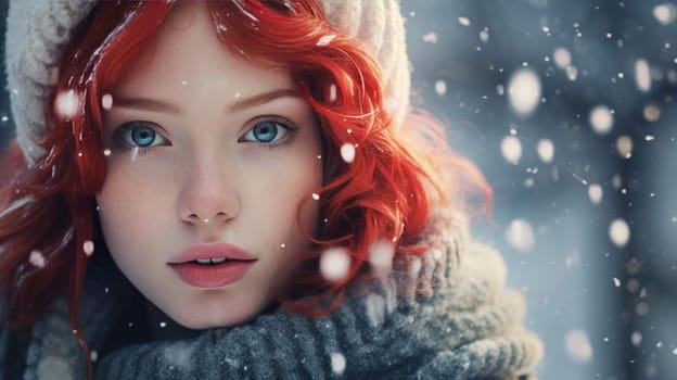 Cute little girl wearing red Santa hat and smiling. Christmas and New Year concept. Copy space