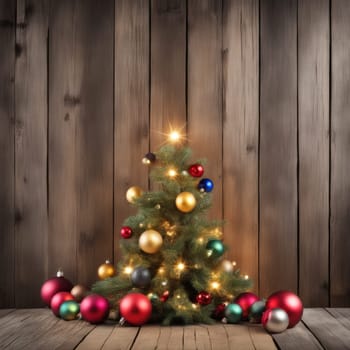 Close-UP of Christmas Tree multicolor Ornaments against a Defocused Lights Background