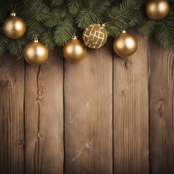 Close-UP of Christmas Tree, Red and Golden Ornaments against a Defocused Lights Background