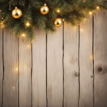 Close-UP of Christmas Tree, Red and Golden Ornaments against a Defocused Lights Background