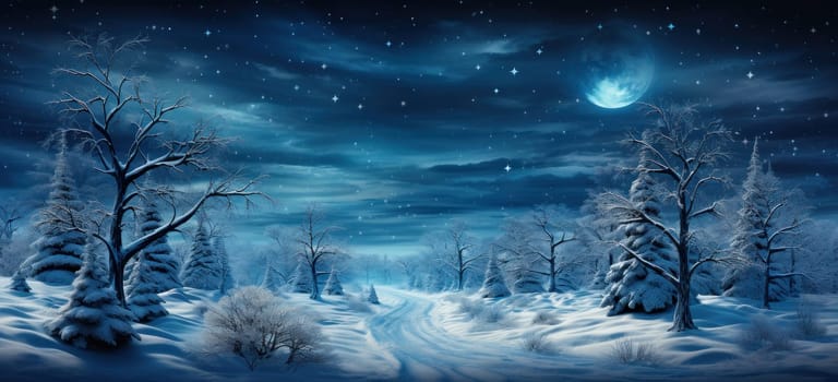 The winter forest, covered with a layer of snow and strewn with stars, creates the image of a real constellation, embodying the magic and mysterious beauty of nature.