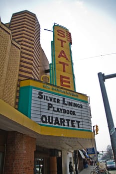 Step back in time at the historic State Theater in Ann Arbor, Michigan. Its vintage marquee proudly announces 'Silver Linings Playbook' and 'Quartet' as the must-see films.