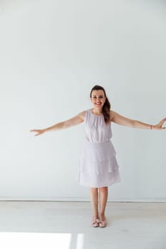 woman 40 years old in summer light dress