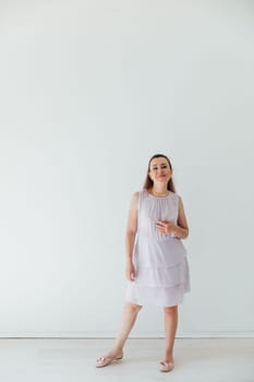 woman 40 years old in summer light dress