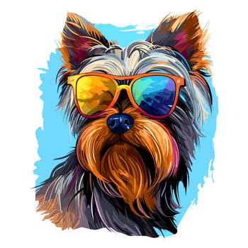 Yorkshire terrier in vector pop art style on white background. Template for t-shirt, poster, sticker, etc. 
