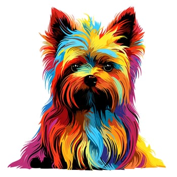 Yorkshire terrier in vector pop art style on white background. Template for t-shirt, poster, sticker, etc. 