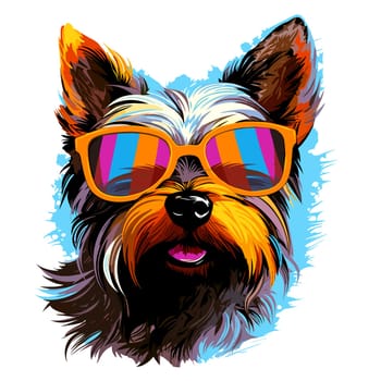 Yorkshire terrier in vector pop art style on white background. Template for t-shirt, poster, sticker, etc. 