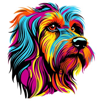 Yorkshire terrier in vector pop art style on white background. Template for t-shirt, poster, sticker, etc. 
