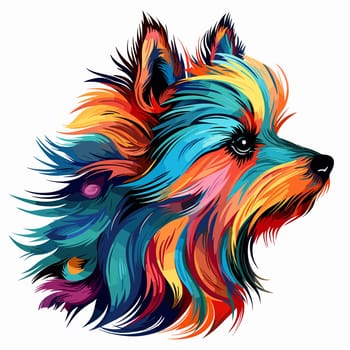 Yorkshire terrier in vector pop art style on white background. Template for t-shirt, poster, sticker, etc. 
