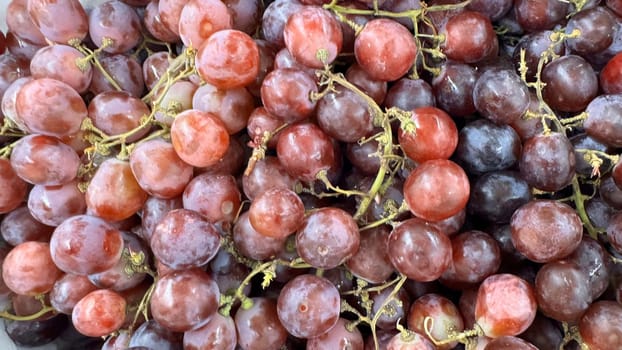 Close up of raw organic sweet red grapes background, wine grapes texture, Healthy fruits Red wine grapes background, top view fresh local produce, good for your multimedia content creation