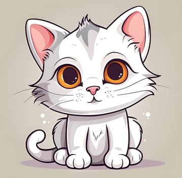Illustration of Cute Cartoon Kitten on a Colored Background.Cute cartoon cat on colorful background. Vector illustration for your design