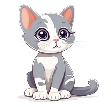 Illustration of Cute Cartoon Kitten on a Colored Background.Cute cartoon cat on colorful background. Vector illustration for your design
