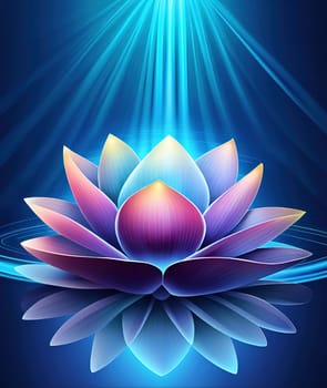 Beautiful lotus flower on dark blue background. Vector illustration.Beautiful blue lotus flower on the background of the night sky