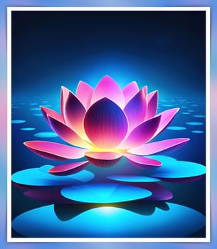 Beautiful lotus flower on dark blue background. Vector illustration.Beautiful blue lotus flower on the background of the night sky