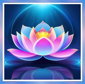 Beautiful lotus flower on dark blue background. Vector illustration.Beautiful blue lotus flower on the background of the night sky