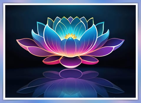 Beautiful lotus flower on dark blue background. Vector illustration.Beautiful blue lotus flower on the background of the night sky