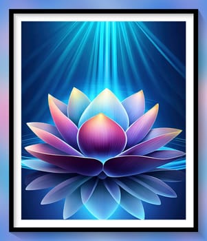 Beautiful lotus flower on dark blue background. Vector illustration.Beautiful blue lotus flower on the background of the night sky