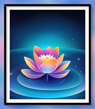 Beautiful lotus flower on dark blue background. Vector illustration.Beautiful blue lotus flower on the background of the night sky