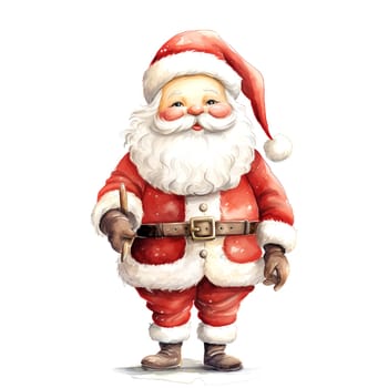 Watercolor Christmas Santa Claus Clipart is a great choice for creating cards, invitations, party supplies and decorations. AI generated.