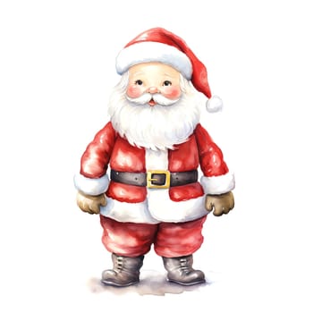 Watercolor Christmas Santa Claus Clipart is a great choice for creating cards, invitations, party supplies and decorations. AI generated.