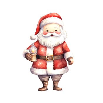 Watercolor Christmas Santa Claus Clipart is a great choice for creating cards, invitations, party supplies and decorations. AI generated.