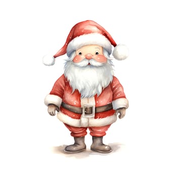 Watercolor Christmas Santa Claus Clipart is a great choice for creating cards, invitations, party supplies and decorations. AI generated.