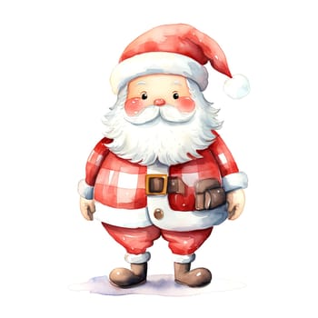 Watercolor Christmas Santa Claus Clipart is a great choice for creating cards, invitations, party supplies and decorations. AI generated.