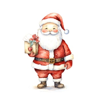 Watercolor Christmas Santa Claus Clipart is a great choice for creating cards, invitations, party supplies and decorations. AI generated.