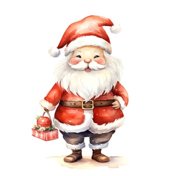 Watercolor Christmas Santa Claus Clipart is a great choice for creating cards, invitations, party supplies and decorations. AI generated.