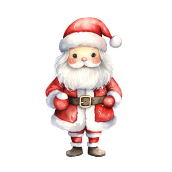 Watercolor Christmas Santa Claus Clipart is a great choice for creating cards, invitations, party supplies and decorations. AI generated.