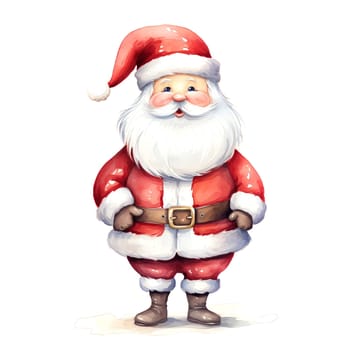 Watercolor Christmas Santa Claus Clipart is a great choice for creating cards, invitations, party supplies and decorations. AI generated.