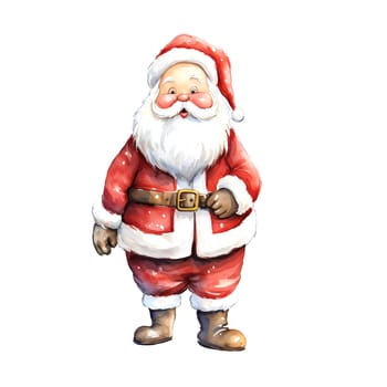 Watercolor Christmas Santa Claus Clipart is a great choice for creating cards, invitations, party supplies and decorations. AI generated.