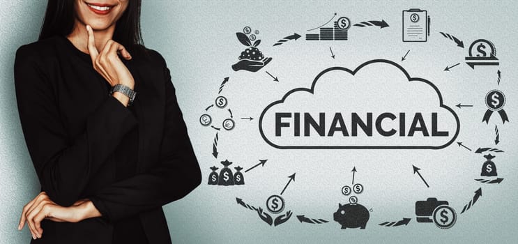 Finance and Money Transaction Technology Concept. Icon Graphic interface showing fintech trade exchange, profit statistics analysis and market analyst service in modern computer application. uds