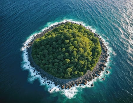Aerial view of beautiful Island, AI generation